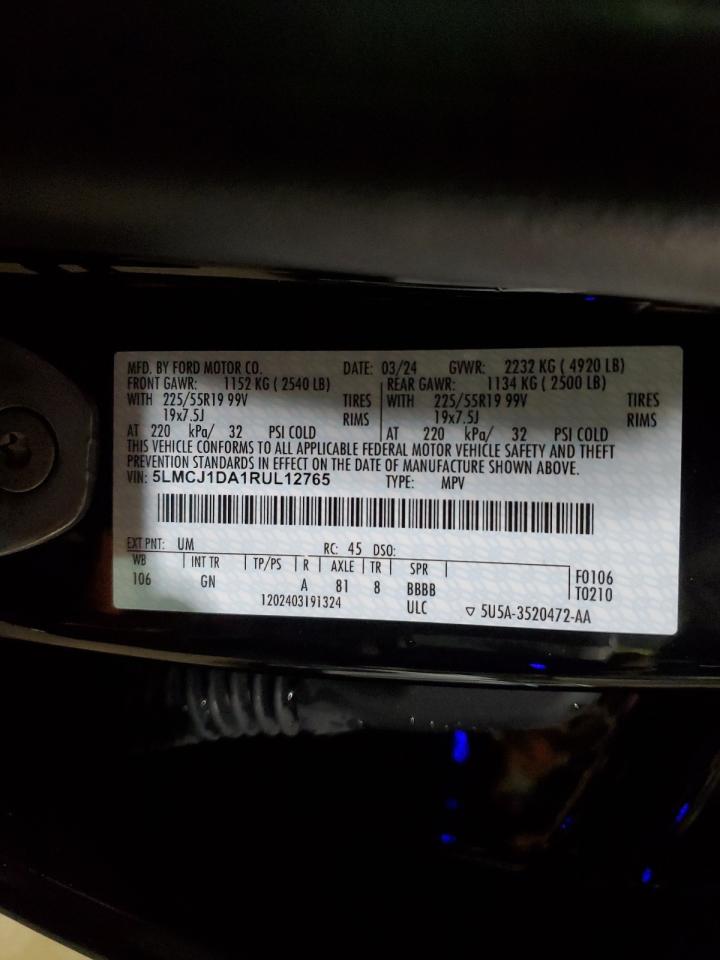 2024 LINCOLN CORSAIR VIN:5LMCJ1DA1RUL12765