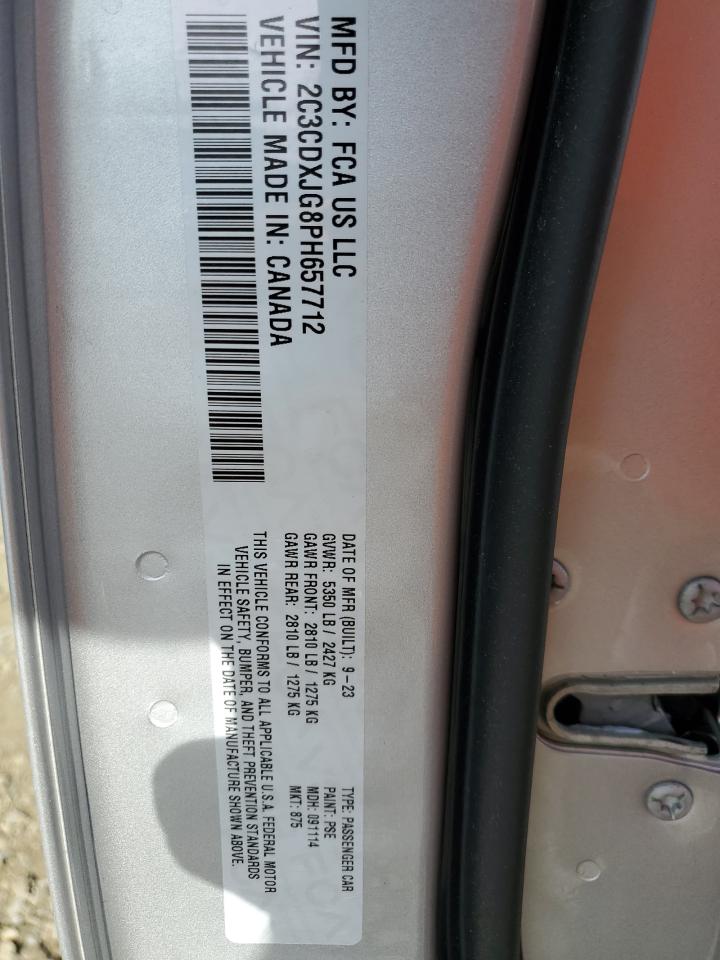 2023 DODGE CHARGER SXT VIN:2C3CDXJG8PH657712