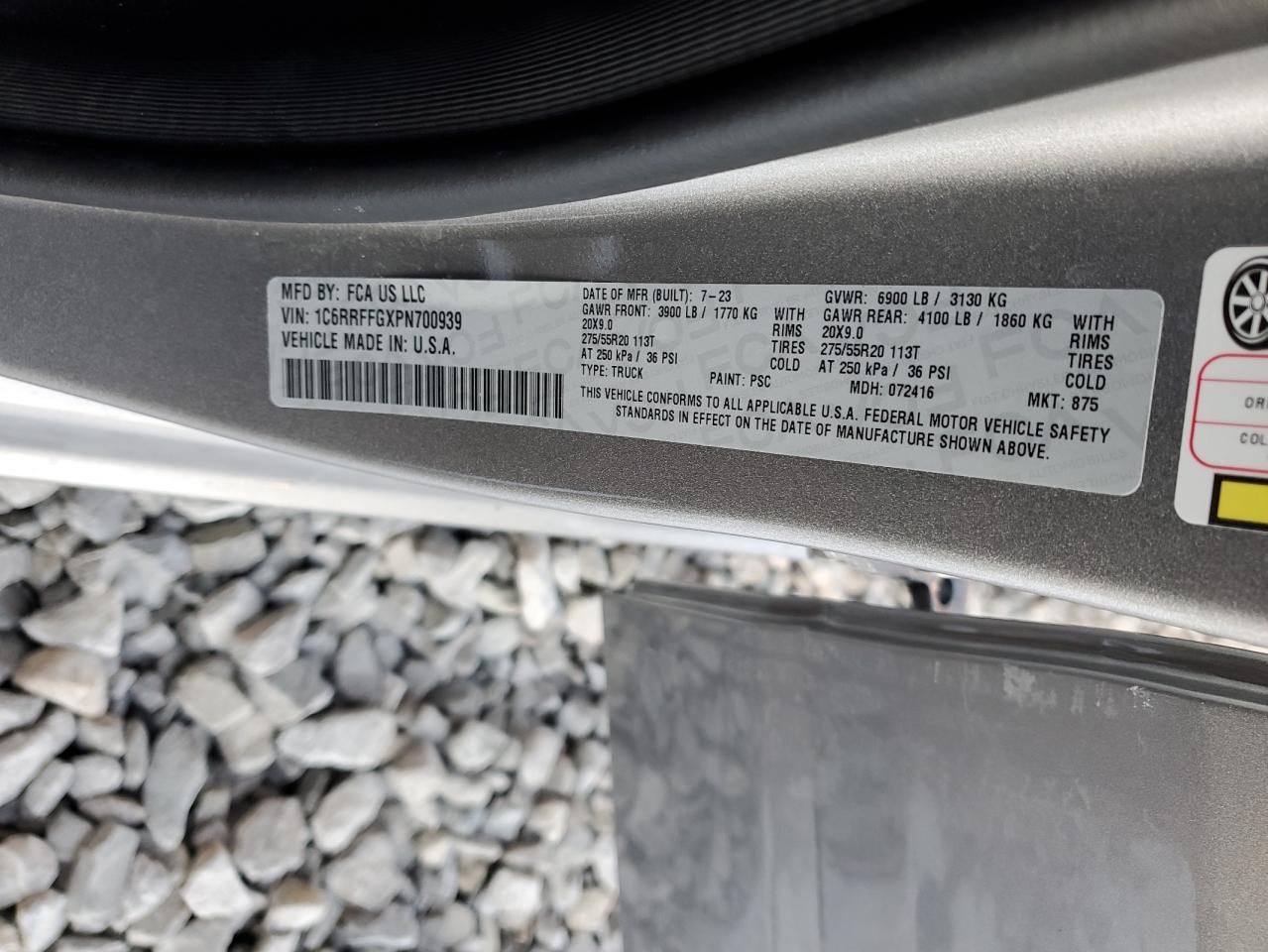 2023 RAM 1500 BIG HORN/LONE STAR VIN:JHLRD78865C017960