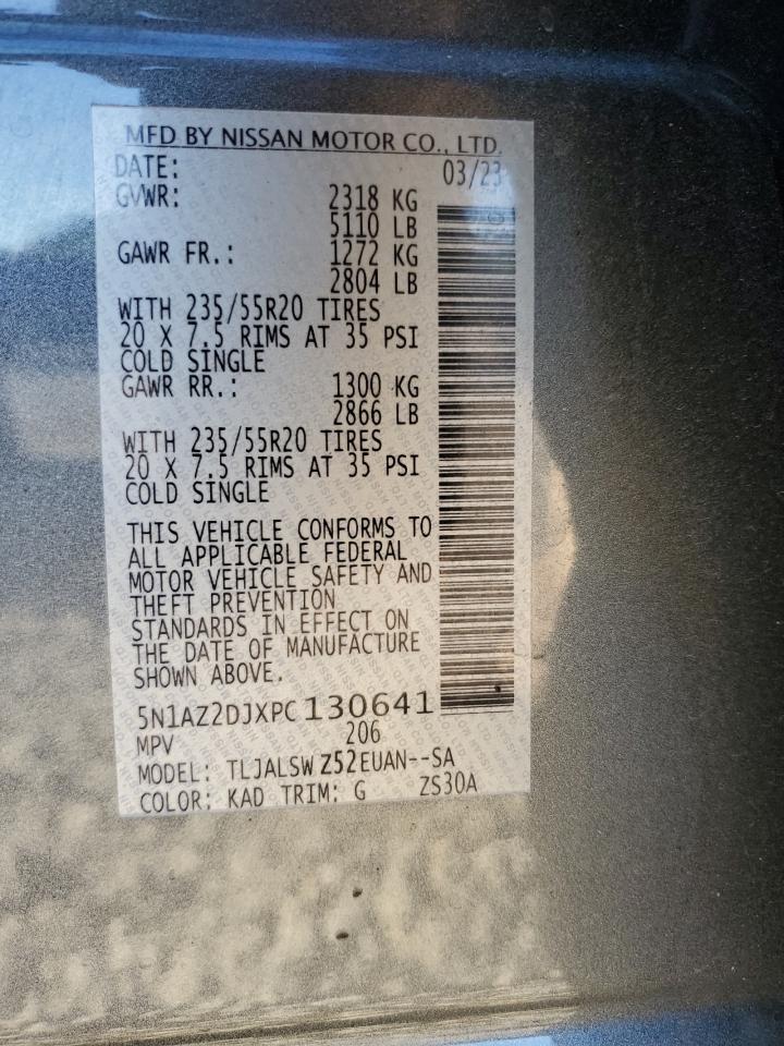 2023 NISSAN MURANO PLATINUM VIN:5N1AZ2DJXPC130641