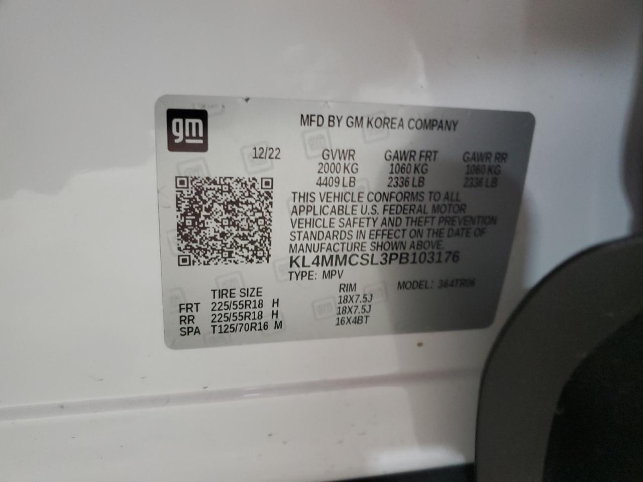 2023 BUICK ENCORE GX PREFERRED VIN:KL4MMCSL3PB103176