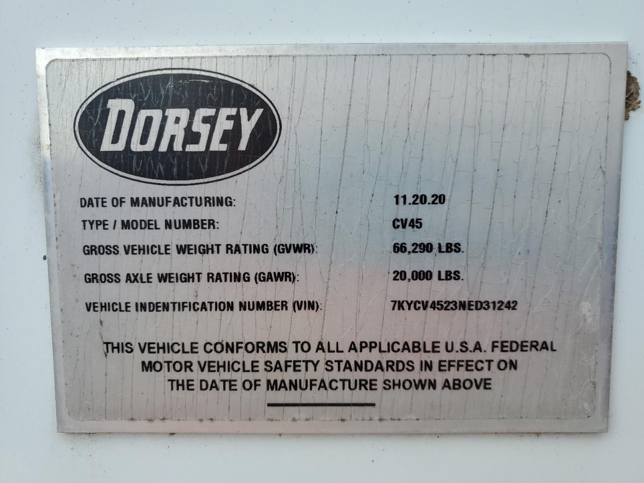 2022 DORS 53 FOOT TR VIN:7KYCV4523NED31242