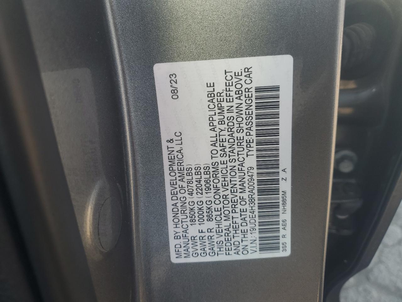 2024 ACURA INTEGRA A-SPEC VIN:19UDE4H38RA009479