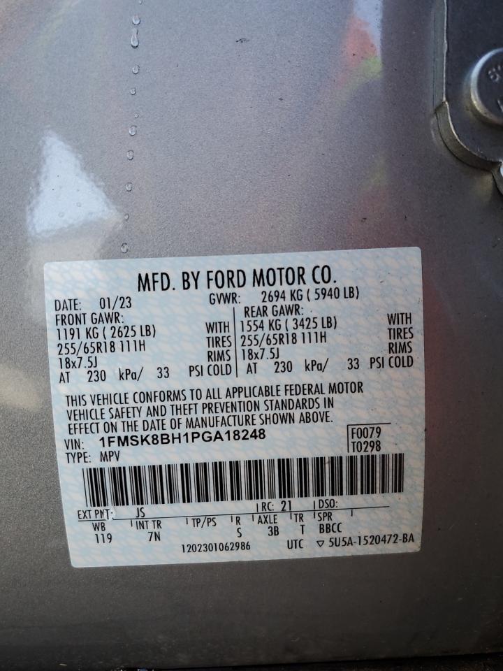 2023 FORD EXPLORER VIN:1FMSK8BH1PGA18248