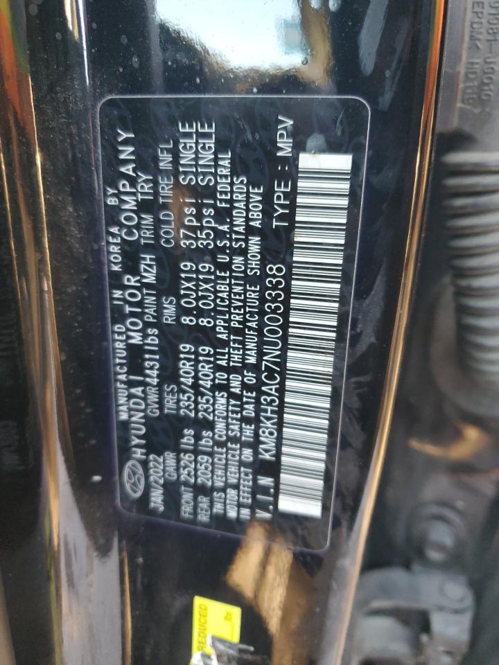 2022 HYUNDAI KONA N BASE VIN:KM8KH3AC7NU003338