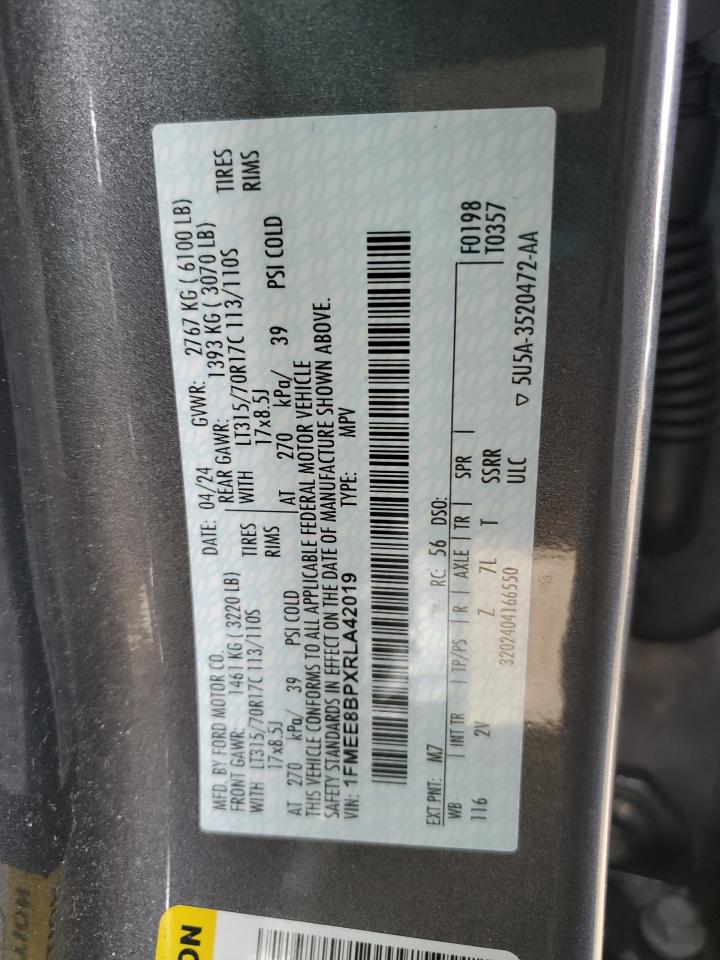 2024 FORD BRONCO OUTER BANKS VIN:1FMEE8BPXRLA42019