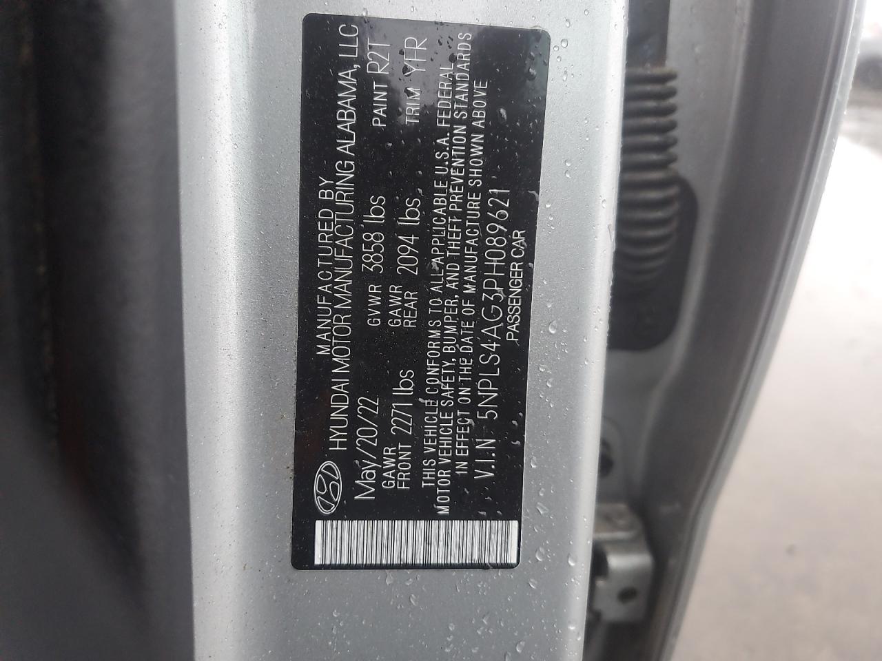 2023 HYUNDAI ELANTRA SEL VIN:5NPLS4AG3PH089621