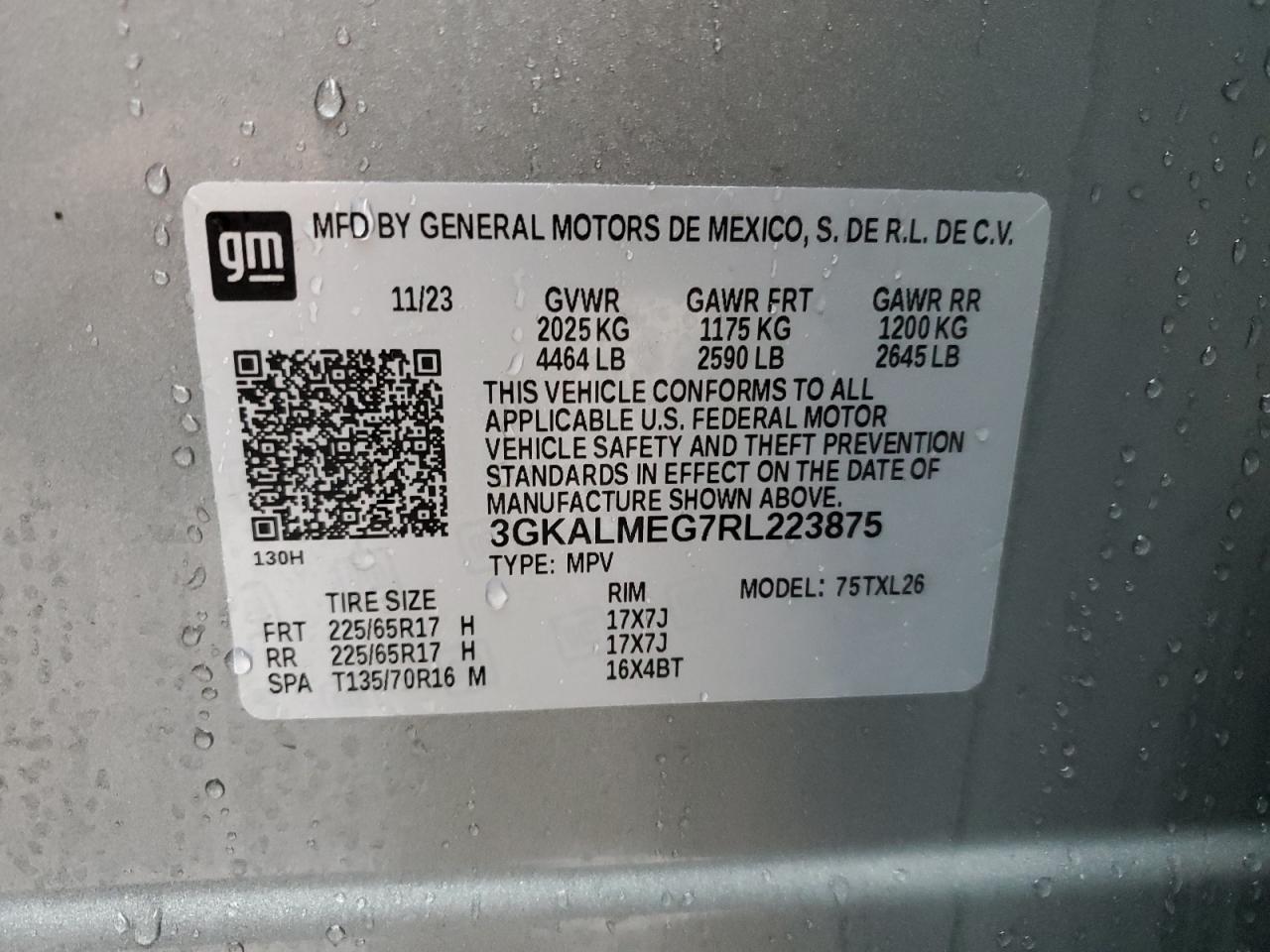 2024 GMC TERRAIN SLE VIN:3GKALMEG7RL223875