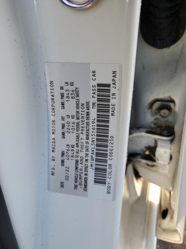 2022 MAZDA 3 SELECT VIN:JM1BPAKL5N1516194