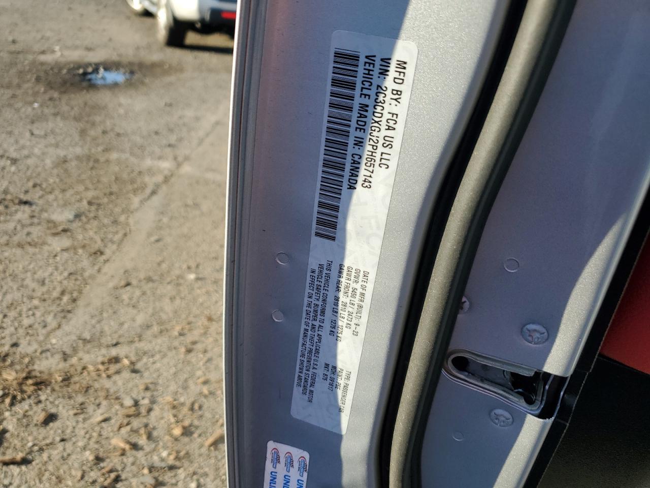 2023 DODGE CHARGER SCAT PACK VIN:2C3CDXGJ2PH657143