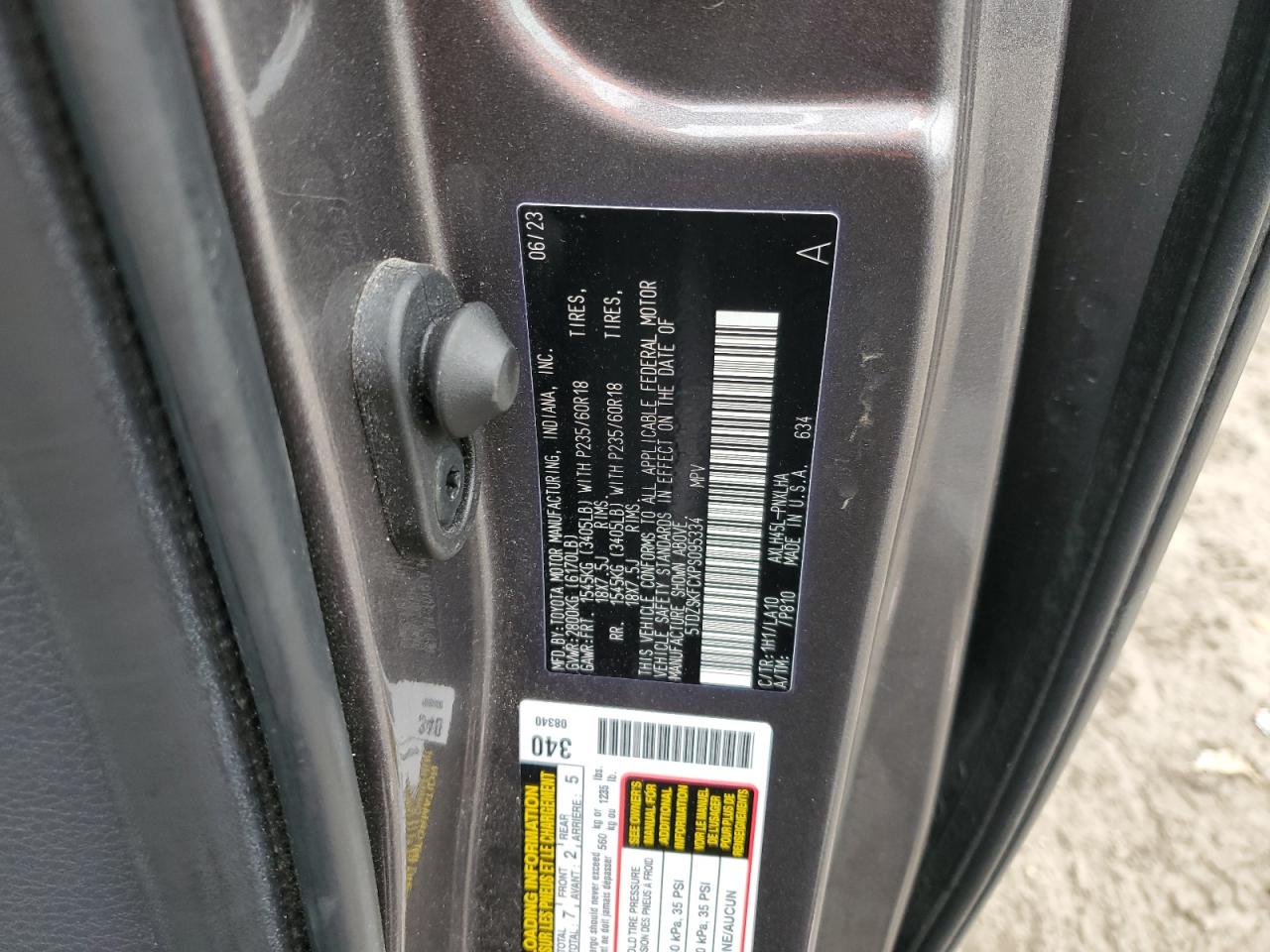 2023 TOYOTA SIENNA LIMITED VIN:5TDZSKFCXPS095334