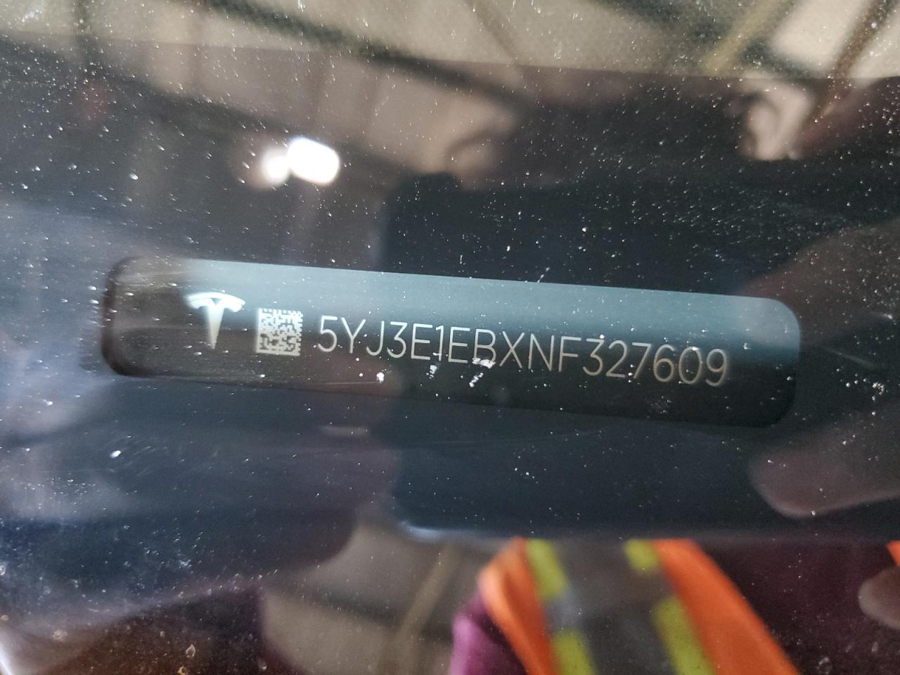 2022 TESLA MODEL 3 VIN:5YJ3E1EBXNF327609