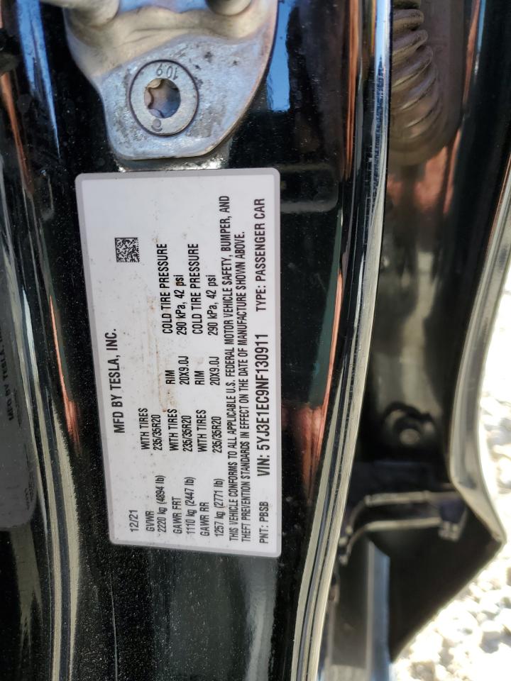 2022 TESLA MODEL 3 VIN:5YJ3E1EC9NF130911