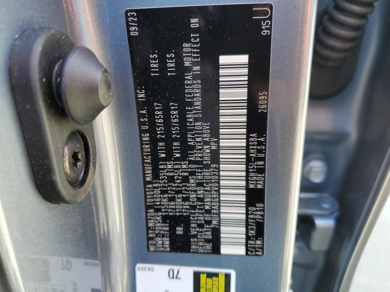 2023 TOYOTA COROLLA CROSS LE VIN:7MUFBABG9PV010379