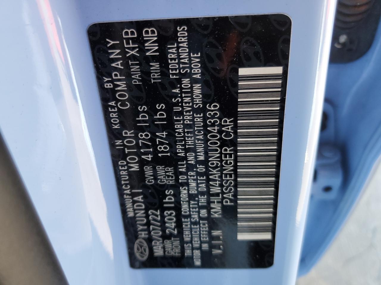 2022 HYUNDAI ELANTRA N VIN:KMHLW4AK9NU004336