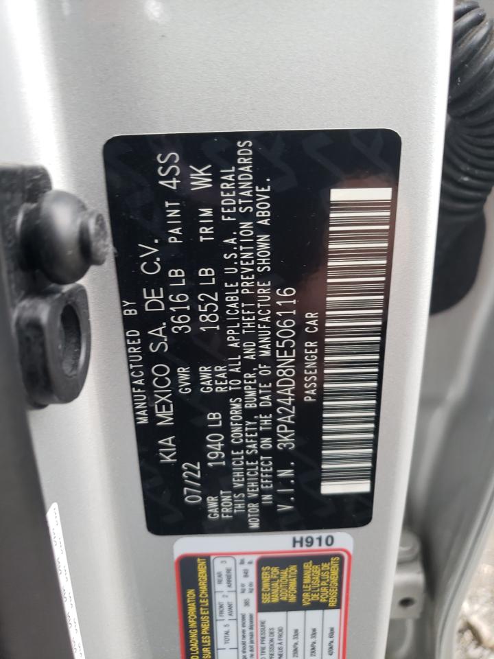 2022 KIA RIO LX VIN:3KPA24AD8NE506116