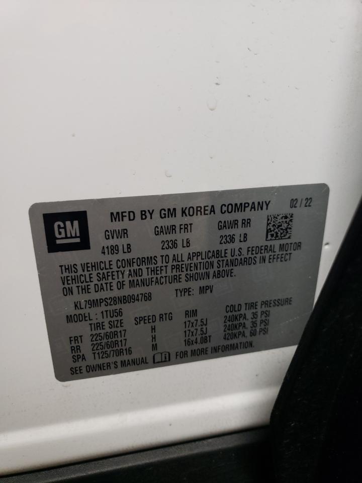 2022 CHEVROLET TRAILBLAZER LT VIN:KL79MPS28NB094768