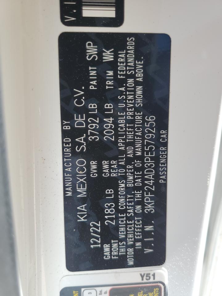 2023 KIA FORTE LX VIN:3KPF24AD3PE579256