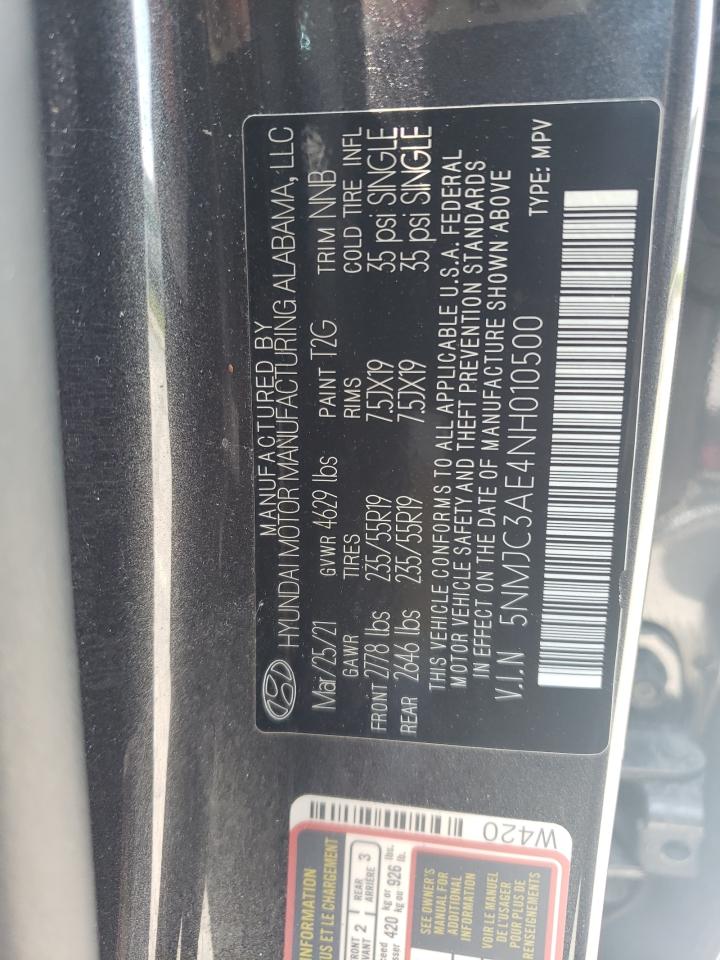 2022 HYUNDAI TUCSON SEL VIN:5NMJC3AE4NH010500