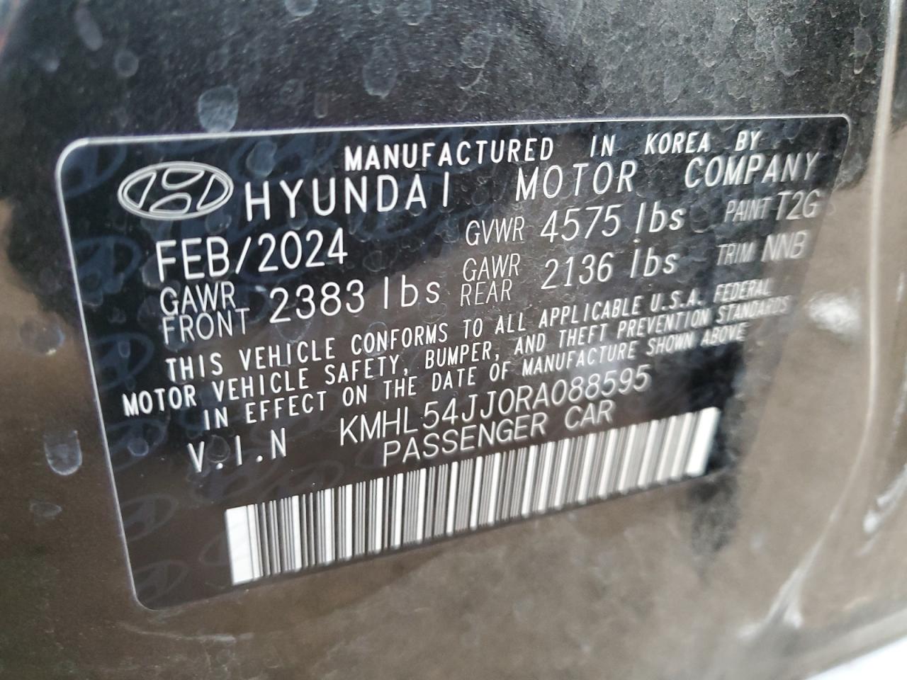 2024 HYUNDAI SONATA HYBRID VIN:KMHL54JJ0RA088595