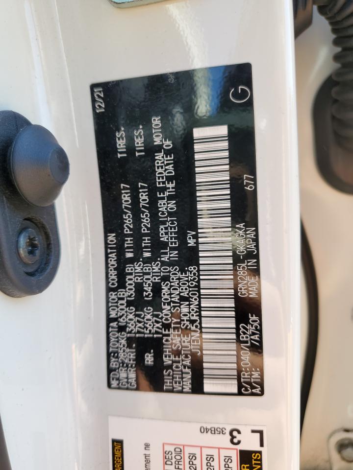 2022 TOYOTA 4RUNNER SR5/SR5 PREMIUM VIN:JTENU5JR9N6019358