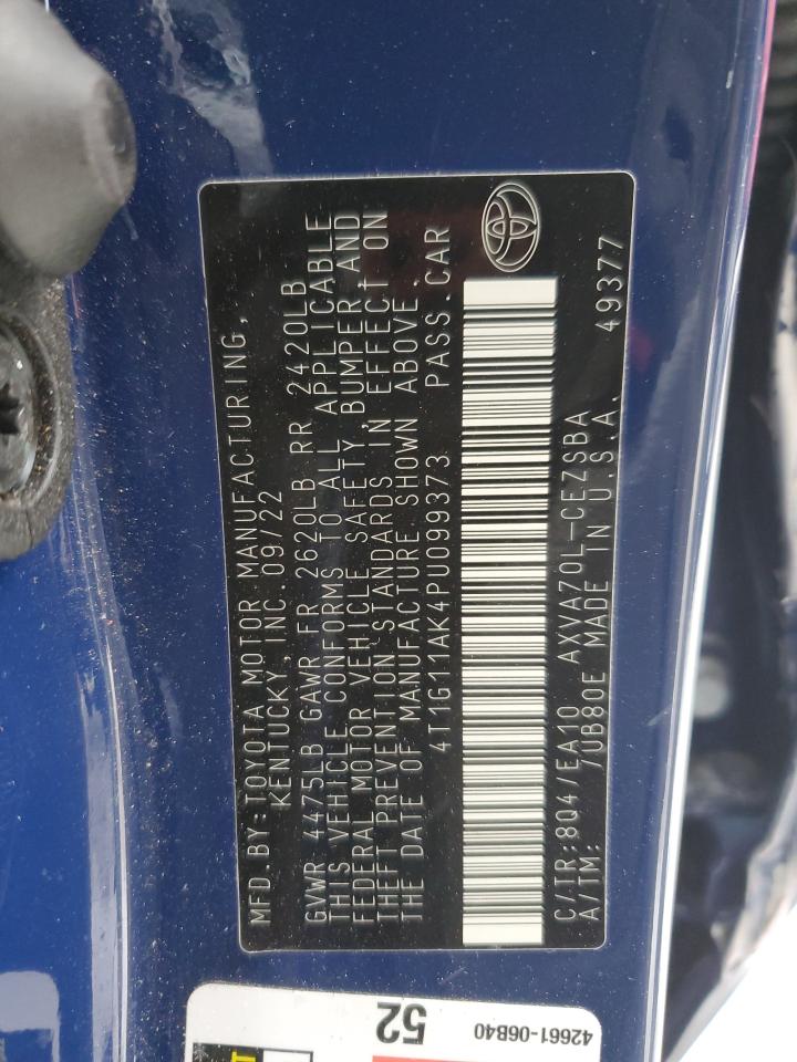 2023 TOYOTA CAMRY SE NIGHT SHADE VIN:4T1G11AK4PU099373