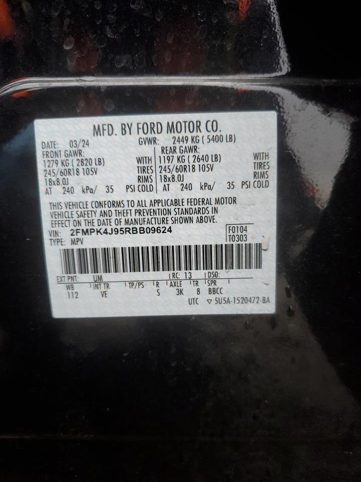 2024 FORD EDGE SEL VIN:2FMPK4J95RBB09624