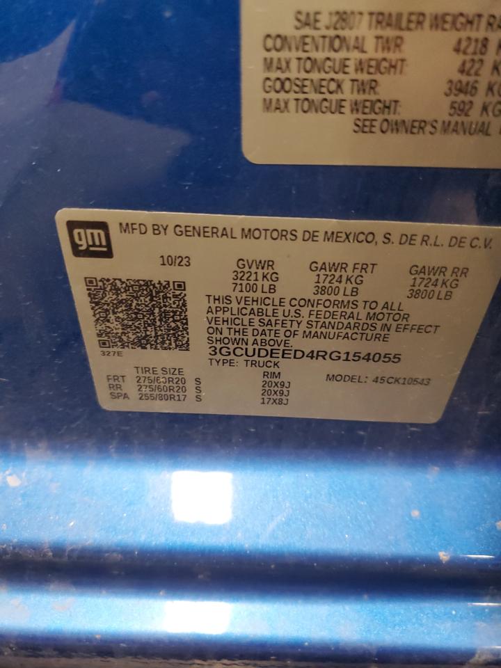 2024 CHEVROLET SILVERADO K1500 RST VIN:3GCUDEED4RG154055