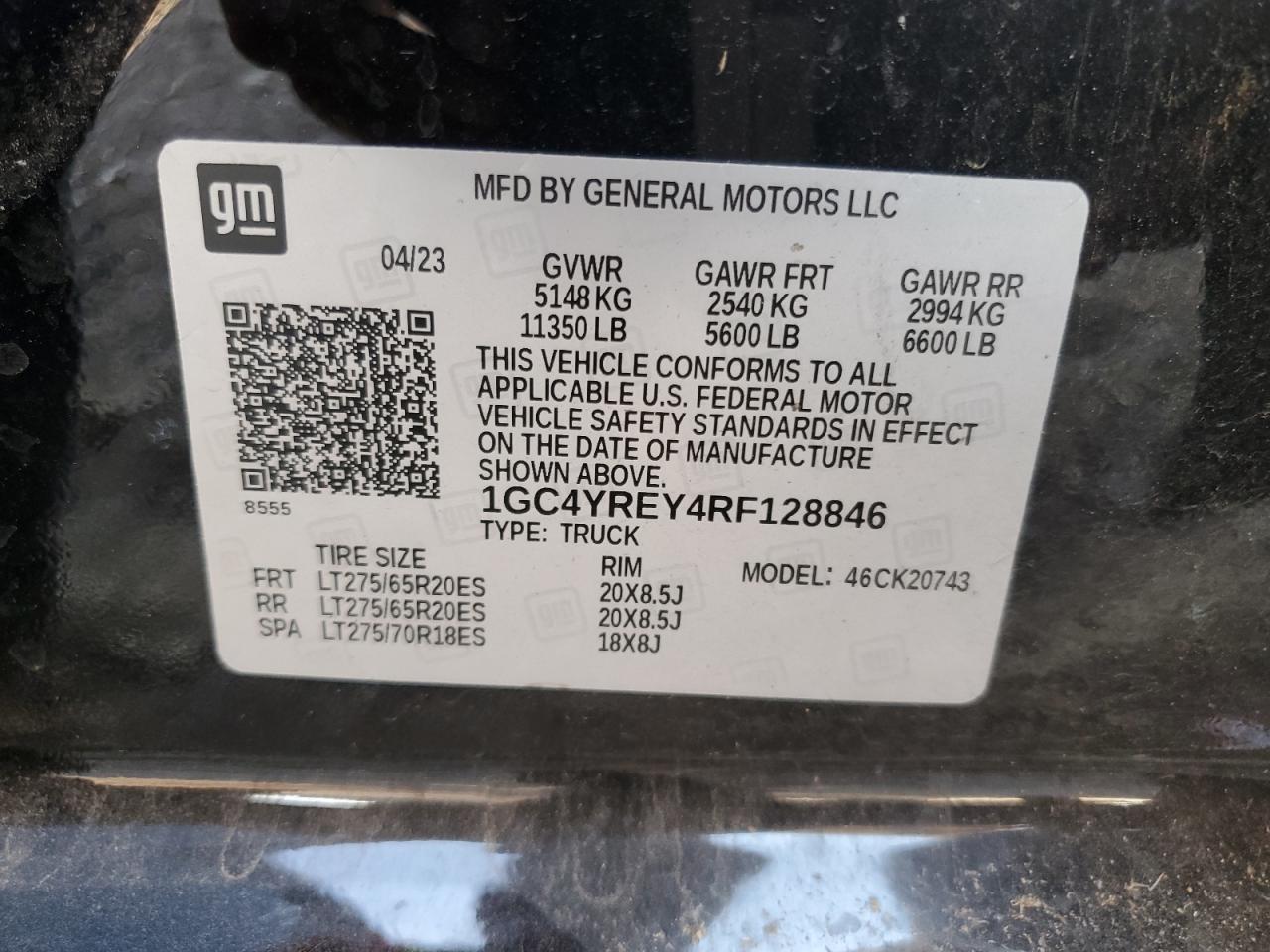 2024 CHEVROLET SILVERADO K2500 HIGH COUNTRY VIN:1GC4YREY4RF128846
