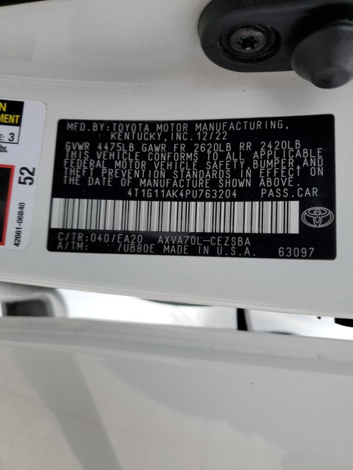 2023 TOYOTA CAMRY SE NIGHT SHADE VIN:4T1G11AK4PU763204