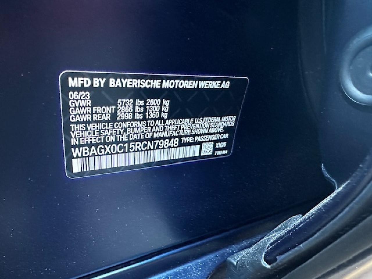 2024 BMW ALPINA B8 VIN:WBAGX0C15RCN79848