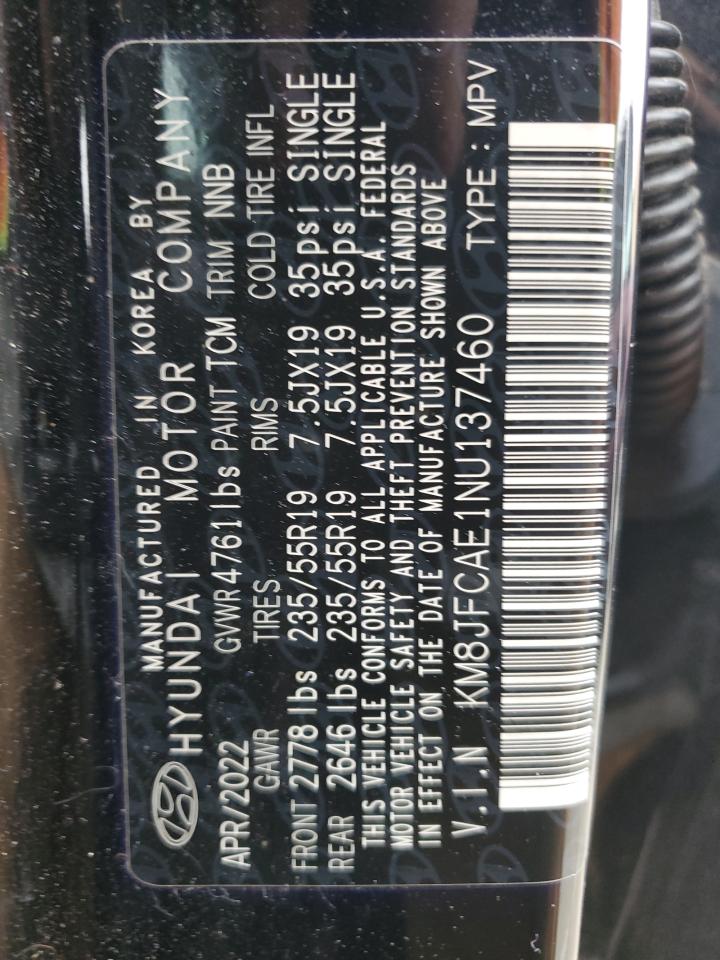 2022 HYUNDAI TUCSON N LINE VIN:KM8JFCAE1NU137460