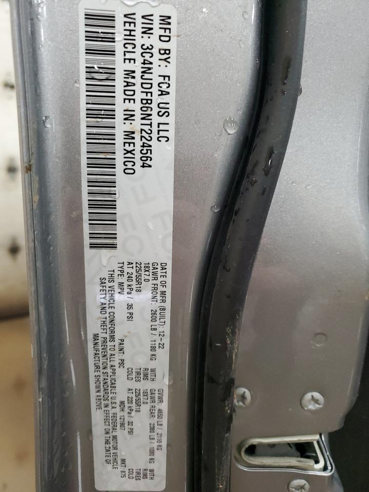 2022 JEEP COMPASS LATITUDE LUX VIN:3C4NJDFB6NT224564