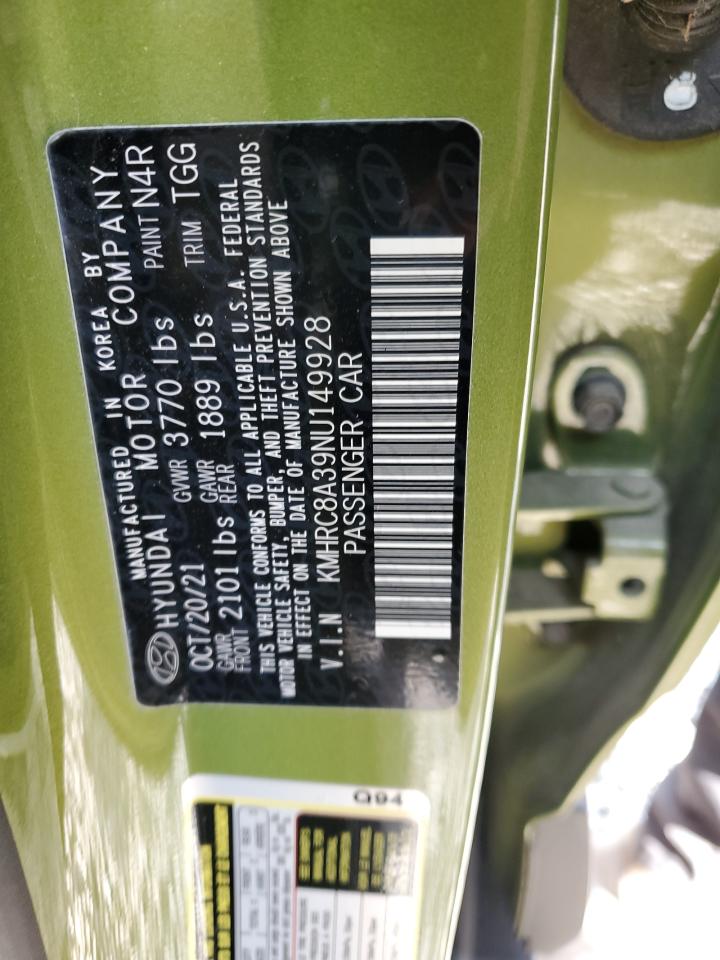 2022 HYUNDAI VENUE SEL VIN:KMHRC8A39NU149928