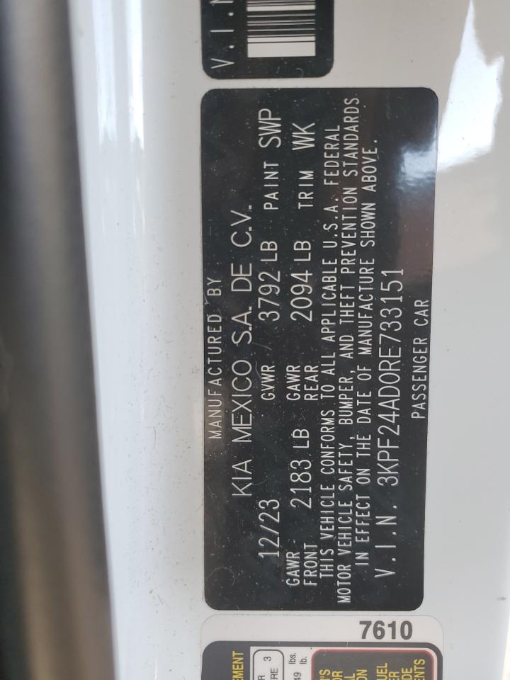 2024 KIA FORTE LX VIN:3GNGK26U54G275919
