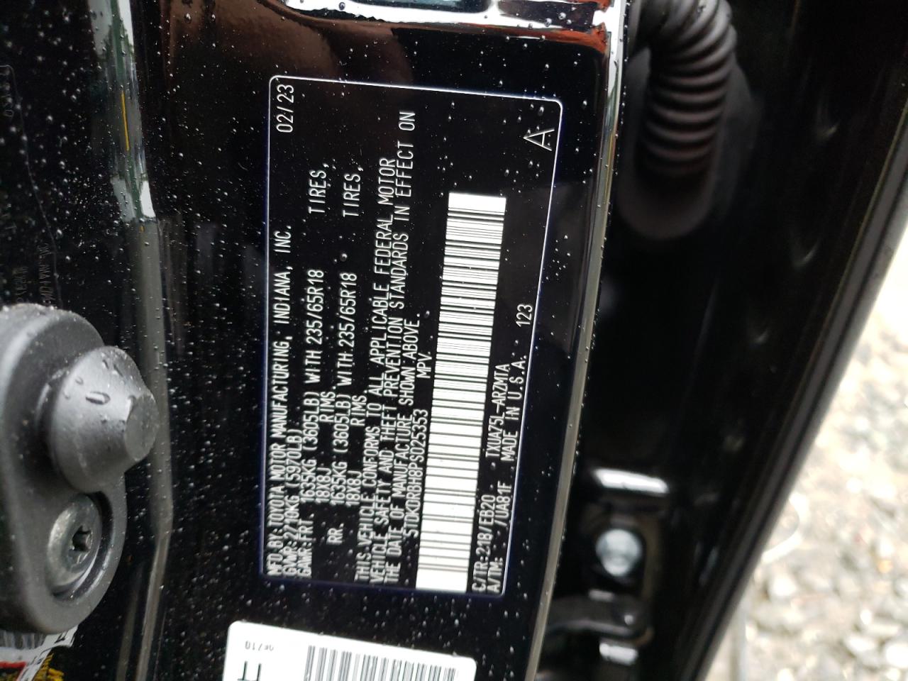 2023 TOYOTA HIGHLANDER L VIN:5TDKDRBH8PS025353