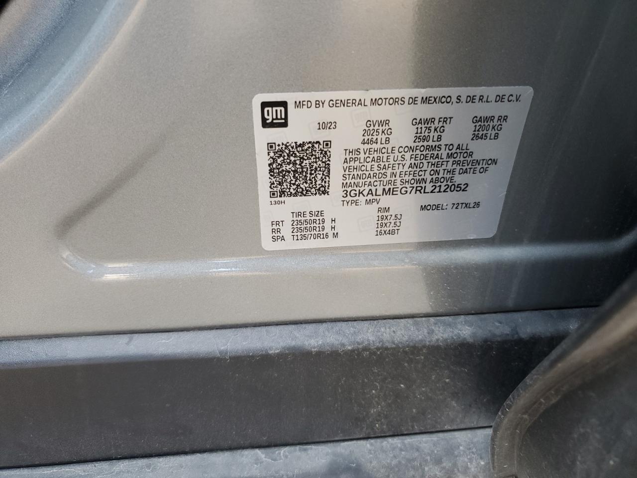 2024 GMC TERRAIN SLE VIN:3GKALMEG7RL212052