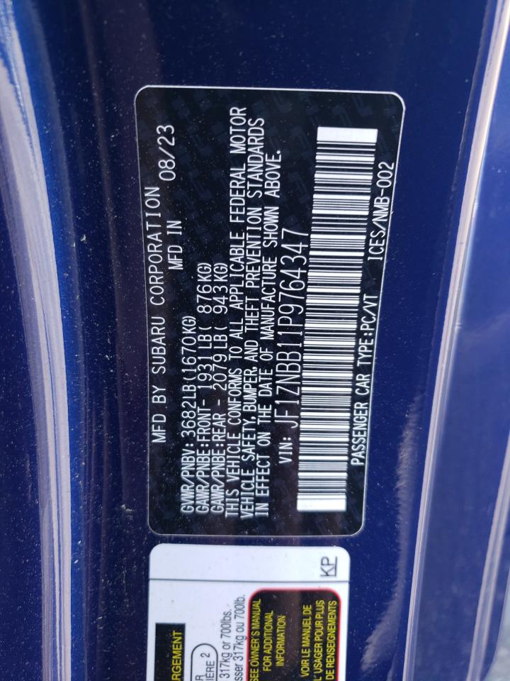 2023 TOYOTA GR 86 VIN:JF1ZNBB11P9764347