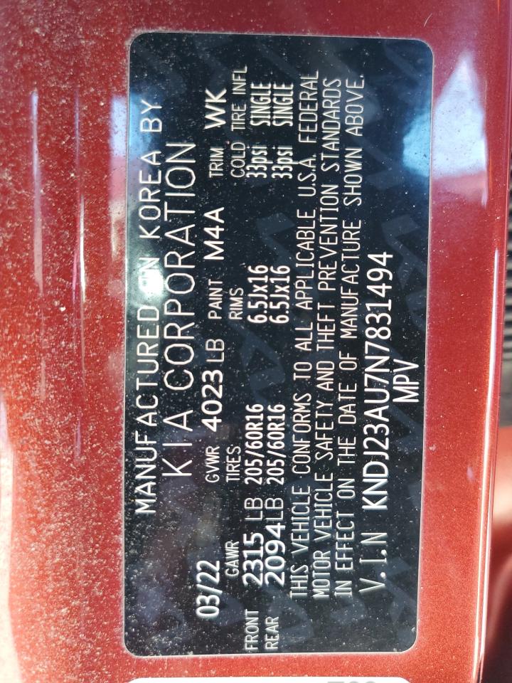 2022 KIA SOUL LX VIN:KNDJ23AU7N7831494