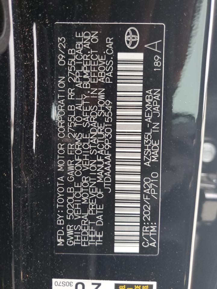 2023 TOYOTA CROWN XLE VIN:JTDAAAAF9P3015549