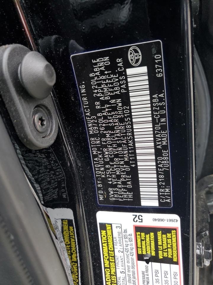 2024 TOYOTA CAMRY SE NIGHT SHADE VIN:4T1T11AK5RU855102