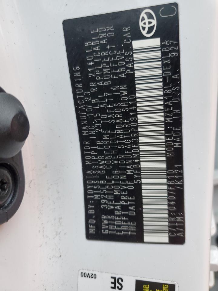 2024 TOYOTA COROLLA LE VIN:5YFB4MDE3RP091410