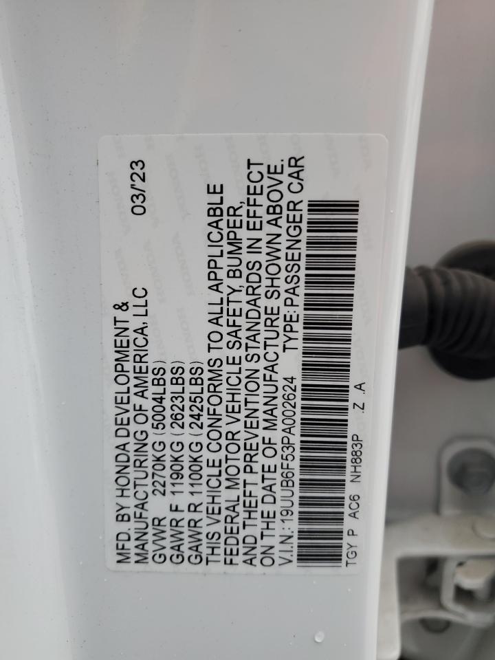 2023 ACURA TLX A-SPEC VIN:19UUB6F53PA002624