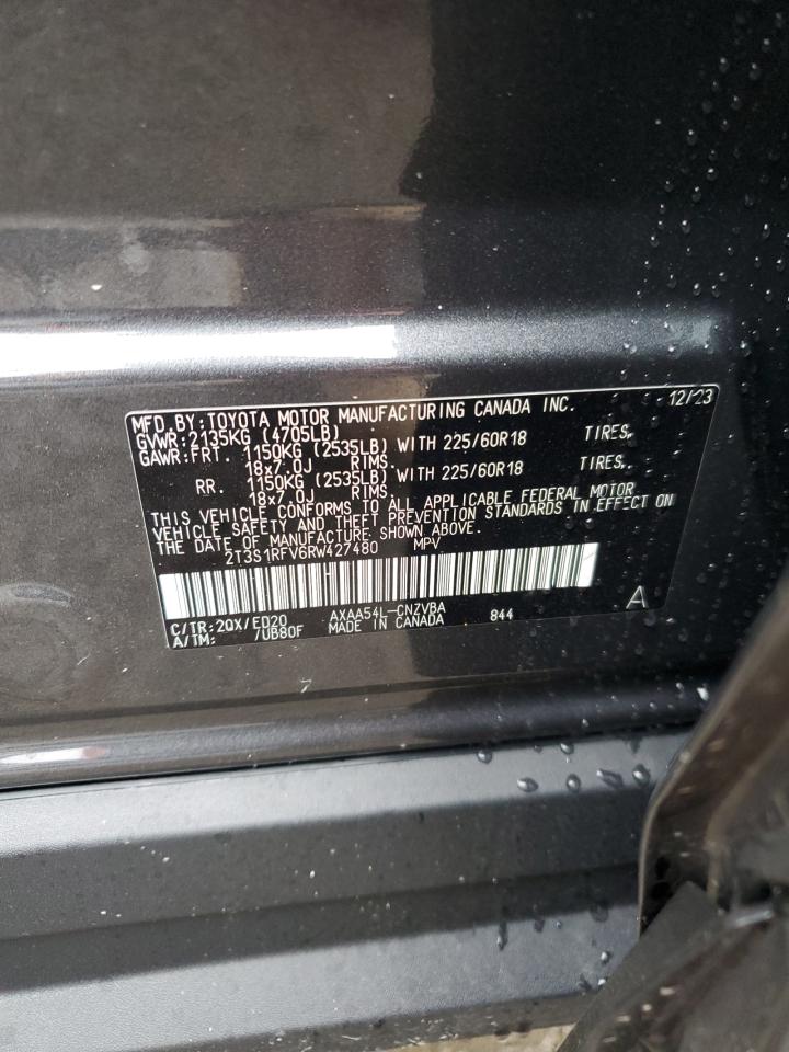 2024 TOYOTA RAV4 TRD OFF ROAD VIN:2T3S1RFV6RW427480