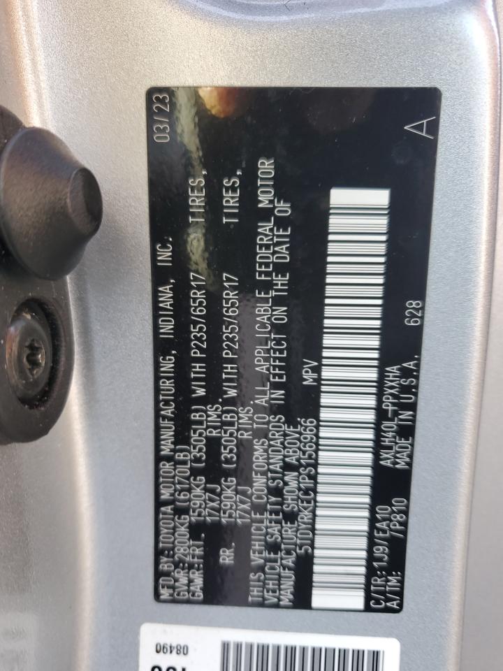 2023 TOYOTA SIENNA XLE VIN:5TDYRKEC1PS156966