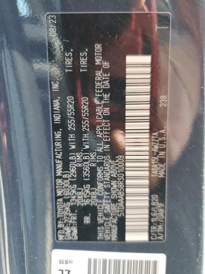 2024 TOYOTA GRAND HIGHLANDER XLE VIN:5TDAAAB58RS010009