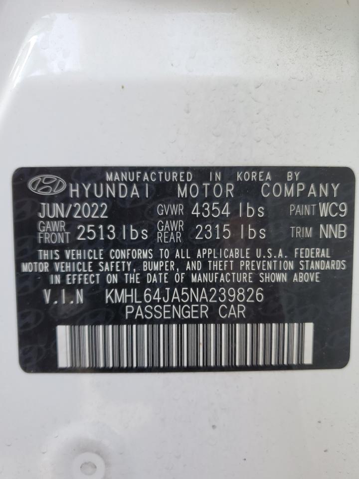 2022 HYUNDAI SONATA SEL VIN:KMHL64JA5NA239826