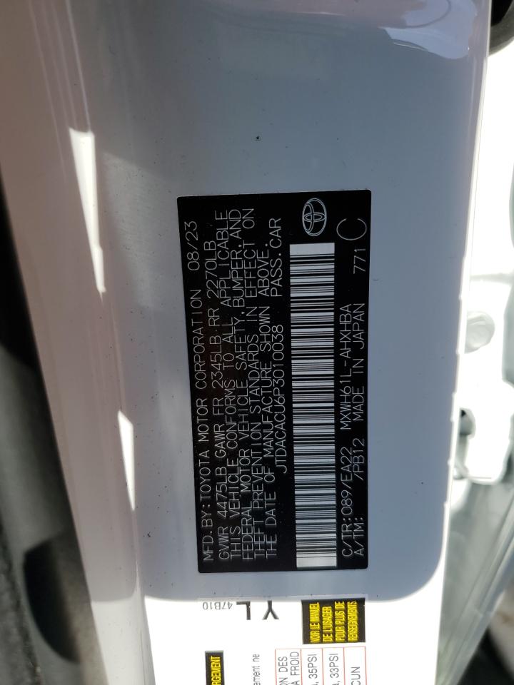 2023 TOYOTA PRIUS PRIME SE VIN:JTDACACU6P3010038