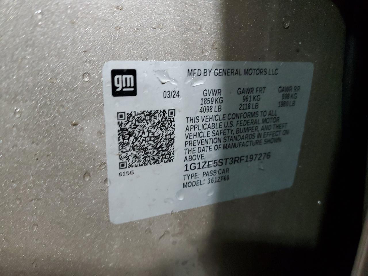 2024 CHEVROLET MALIBU PREMIER VIN:1G1ZE5ST3RF197276