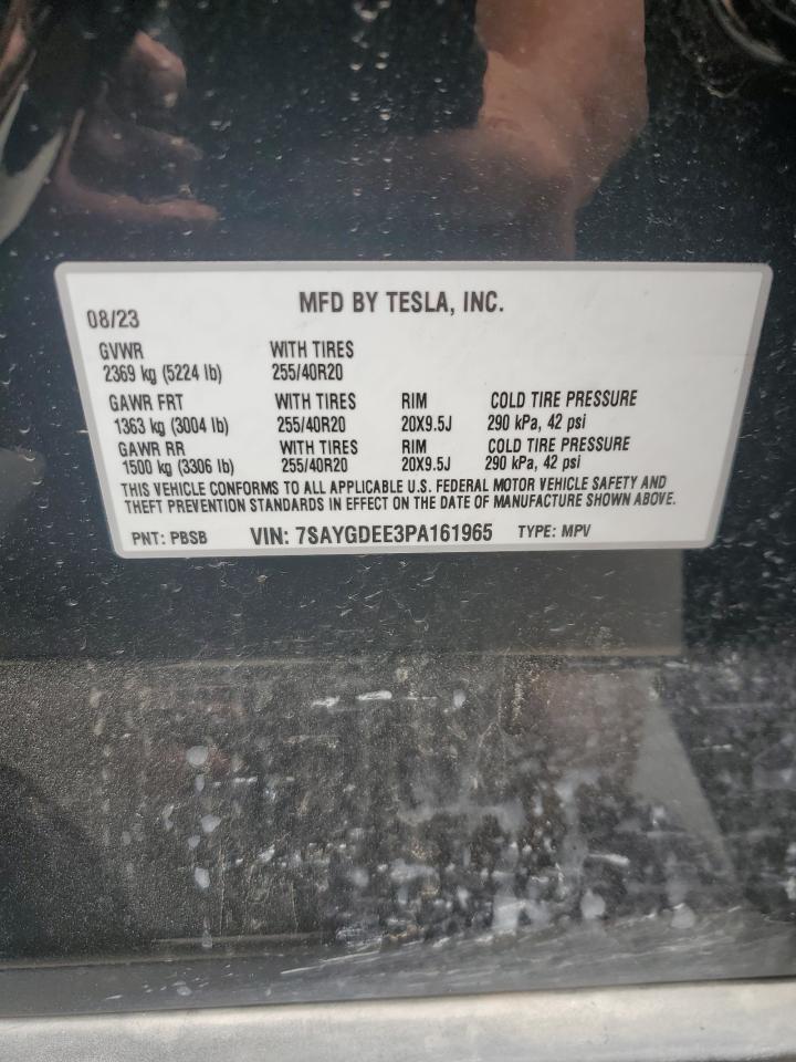 2023 TESLA MODEL Y VIN:7SAYGDEE3PA161965